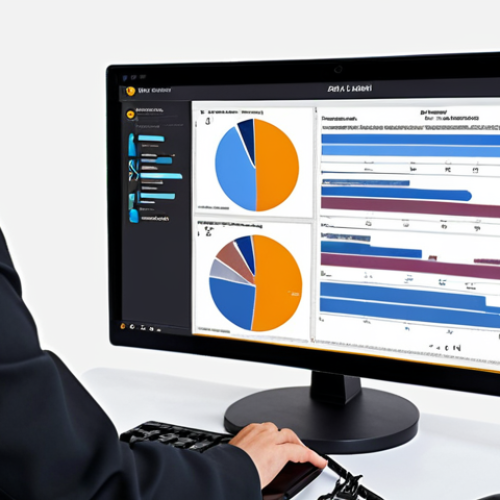 **AI Legal Research:** An image depicting a lawyer using AI-powered software on a computer. The scene should visually represent time-saving and accurate results in legal research. Include elements like complex legal documents simplified by AI, charts showing efficiency gains, and the lawyer appearing confident and informed.
