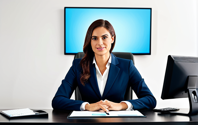 법률 자문가의 업무 효율성 향상 방법 - **Prompt:** A professional lawyer in a modest business suit, working at a modern desk with a compute...