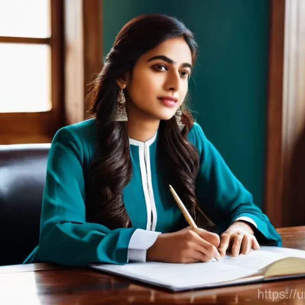 법률 자문가의 직무 만족도 조사 - **Prompt 1: Content Pakistani Lawyer in a Modest Office**
    "A portrait of a young Pakistani femal...