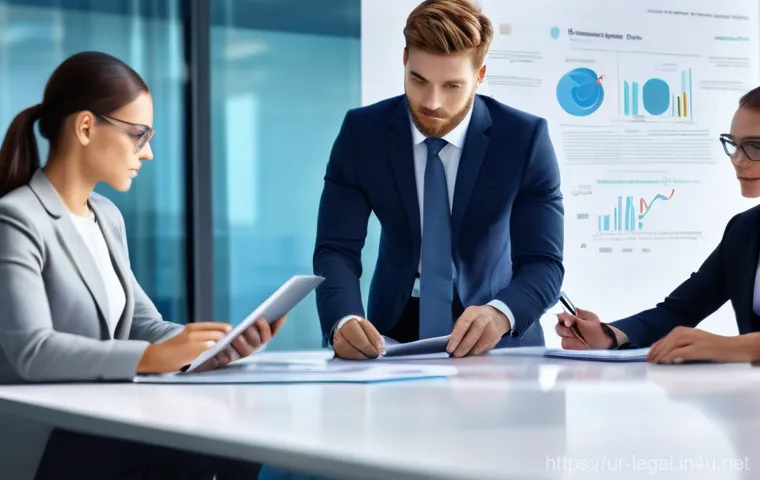 법률자문가의 법률적 리스크 분석 - The Legal Labyrinth: Seeking Guidance**
"A professional, diverse group of individuals (men and women...