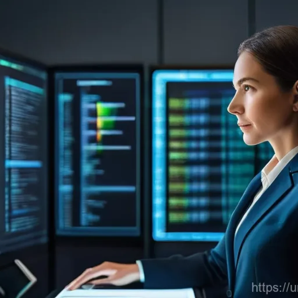 법률자문가의 직무 혁신 - **Prompt:** A focused, professional female lawyer in her mid-30s, dressed in a sharp, tailored busin...